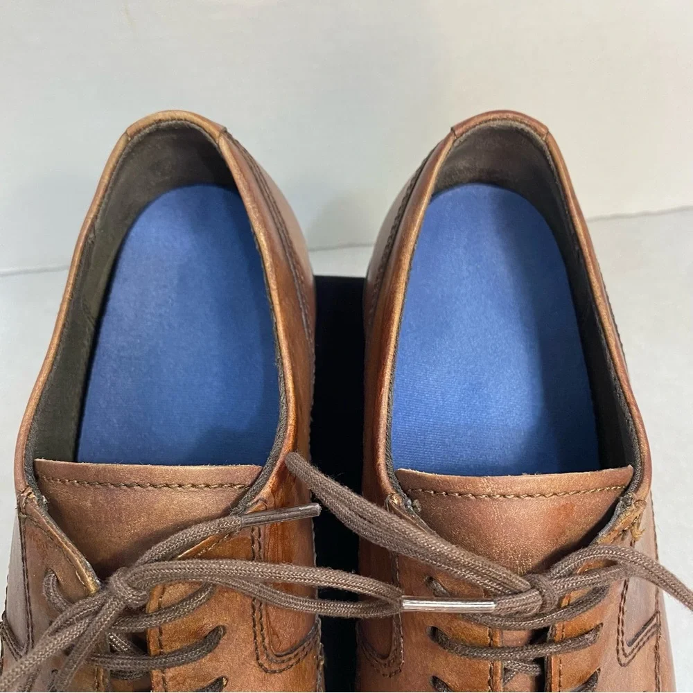 ECCO Cognac Leather Derby Dress Shoes EU 43 US 9–9.5 Comfort Plain Toe